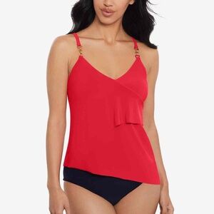 NEW Magicsuit Eliza Chain Link Asymmetrical Tankini Swim Top 6020298 Ginger Gold